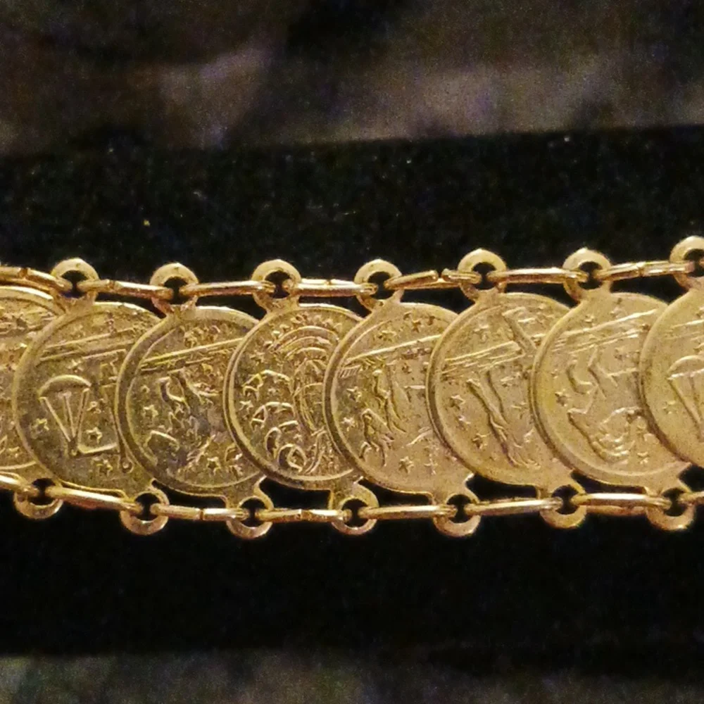 This one was purchased in Italy! Beautiful,gold plated,coin,bracelet! - Picture 9 of 15